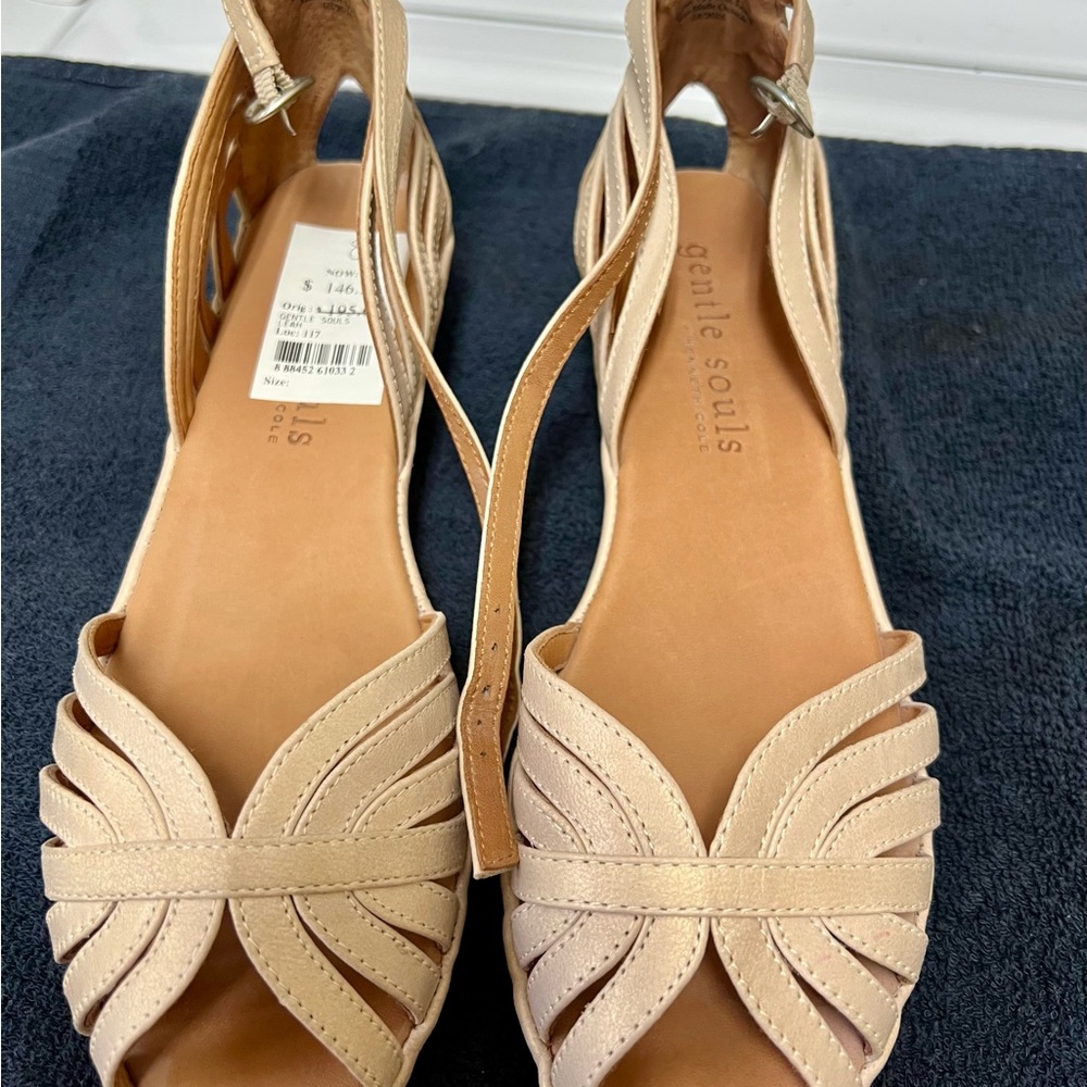 gentle souls Beige/Tan Strappy Leather Sandals
